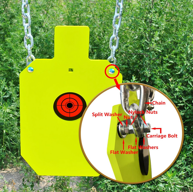 Top Tier Biz AR500 Steel Target - 12" x 20" x 3/8" Silhouette Bullseye Torso Reactive Metal Target