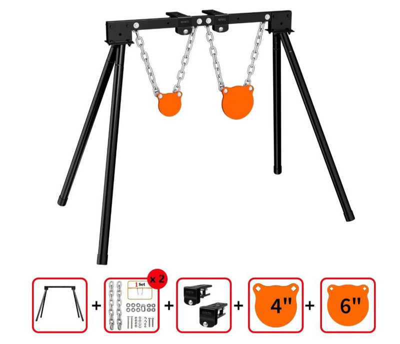 Top Tier Biz AR500 3/8" Thick Complete Target Stand System with 4" & 6" gongs