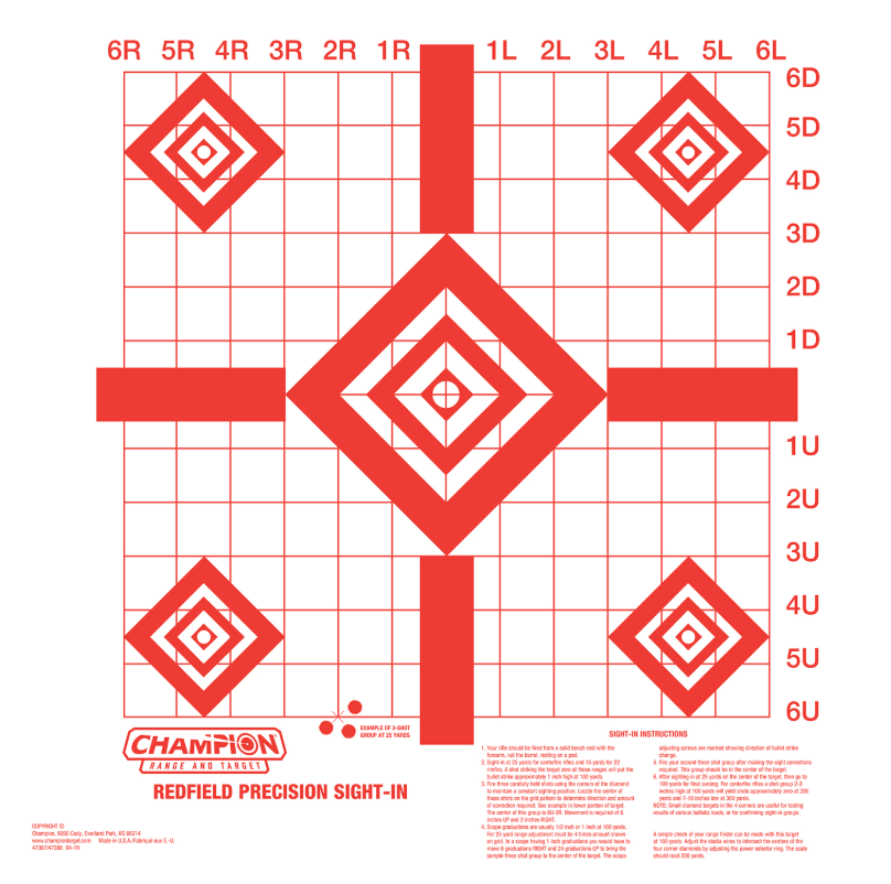 Champion Targets Redfield Precision SightIn Target 5 Diamond Hanging P ...