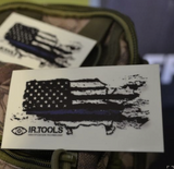 IR Tools pale glow patch: distressed American flag with a thin blue line and the IR Tools logo