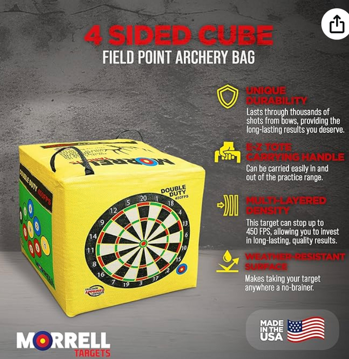 Morrell 450 FPS 4 Sided Cube Field Point Archery Bag Target