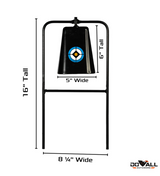 Size chart for the Do-All Outdoors cow bell target: stand 16" tall and 8 1/4" wide, bell 6" tall — image 2