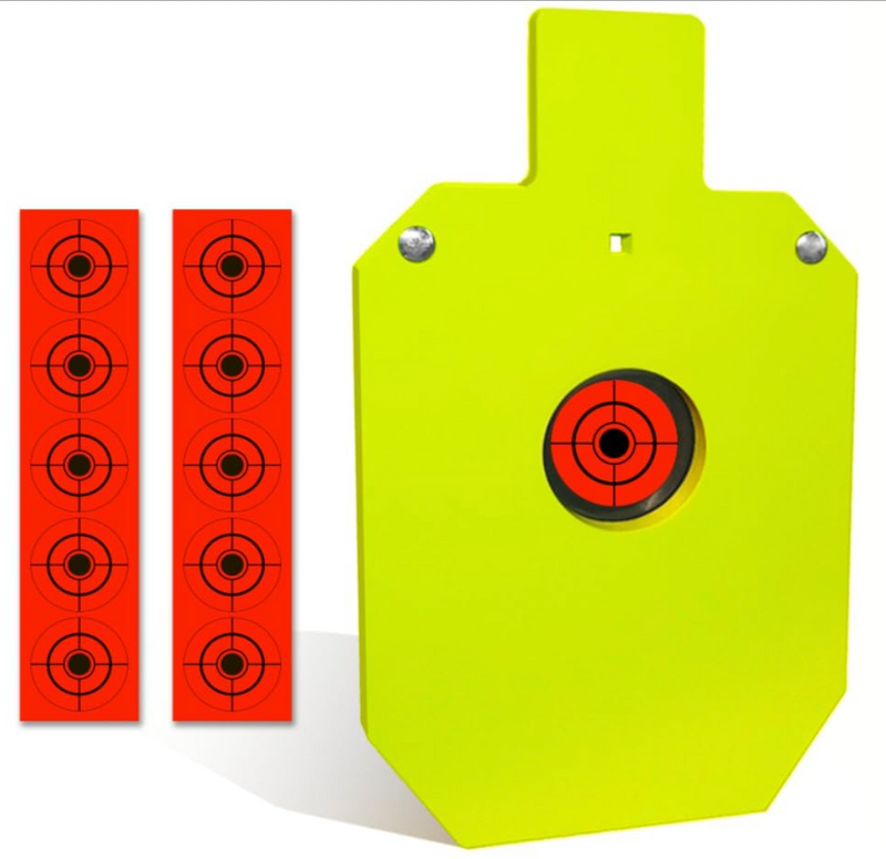 Top Tier Biz AR500 Steel Target - 12" x 20" x 3/8" Silhouette Bullseye Torso Reactive Metal Target