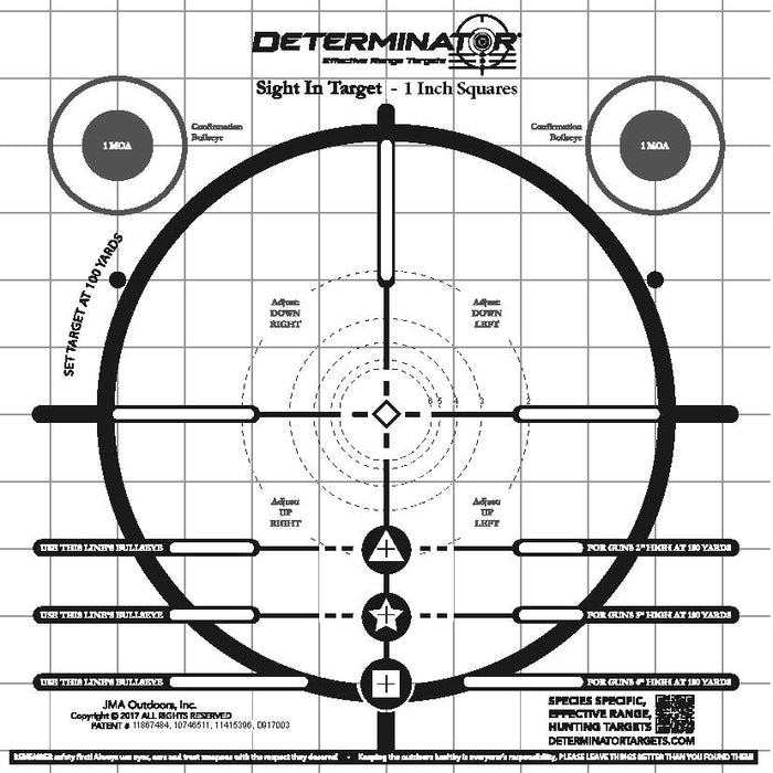 Determinator Targets - Sight - In 1” Squares — Targets Unlimited