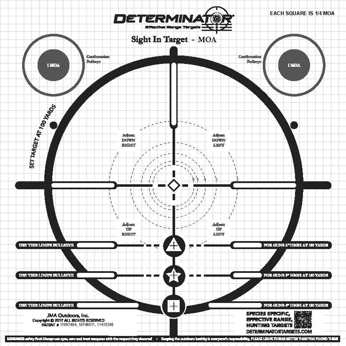 Determinator Targets - Sight-in ¼ MOA Squares