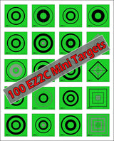 100 EZ2C Mini Shooting Targets, Bright Fluorescent Self-Adhesive 3.5" x 3.5" USA MADE (Pack of 100)