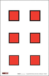 25 EZ2C Targets #18: Six 2” Squares Paper Shooting Targets Tear=Off Pad of 25 11"x17" USA MADE