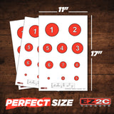 EZ2C Targets #20/RD7: Reducing Circles Paper Shooting Targets 11"x17" USA Made