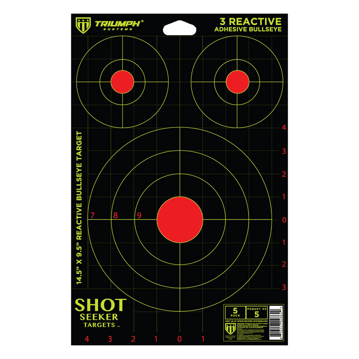 Shot Seeker with 3 Asst Size Reactive Adhesive Bullseyes - 5PK