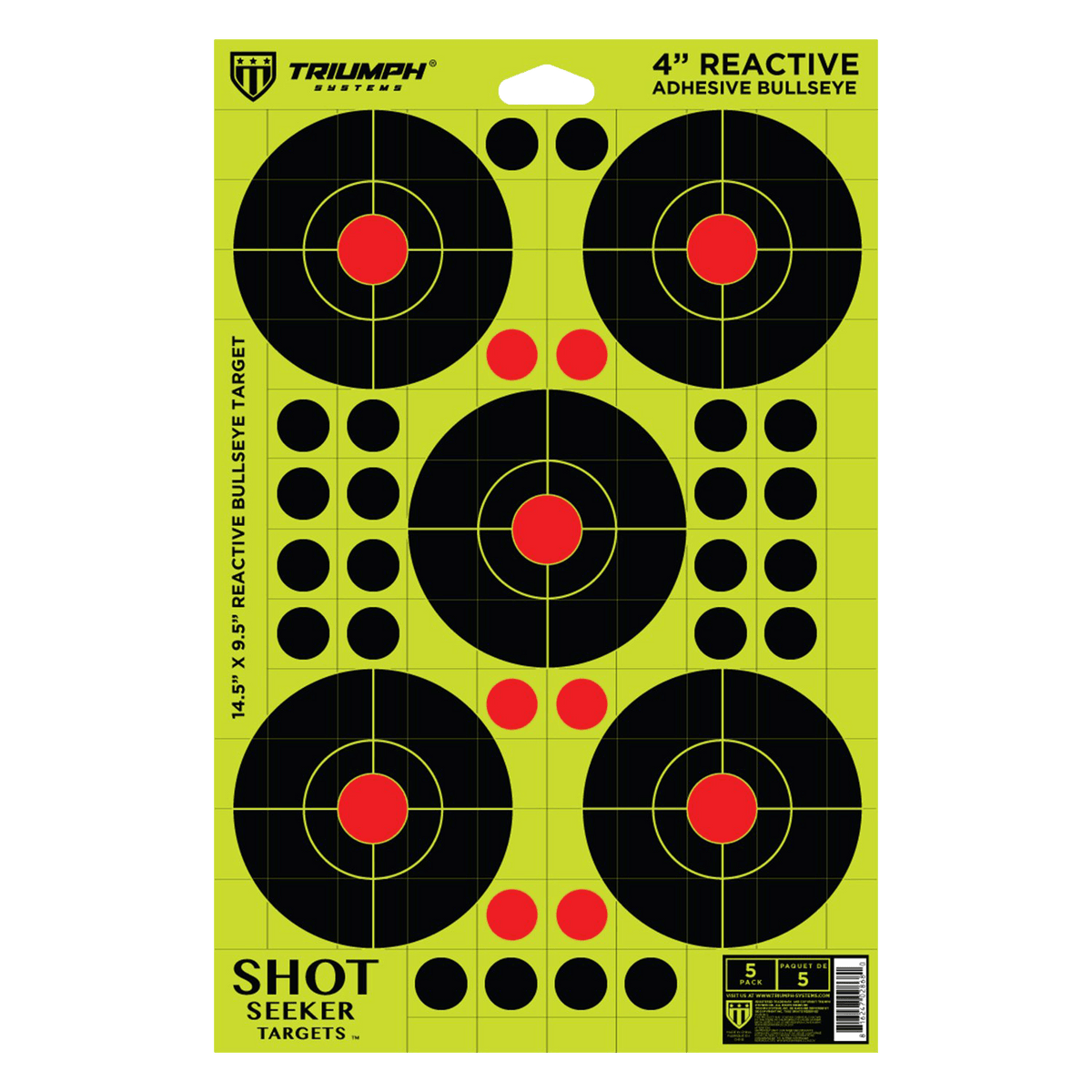 Shot Seeker with 4" Reactive Adhesive Bullseyes - 5PK