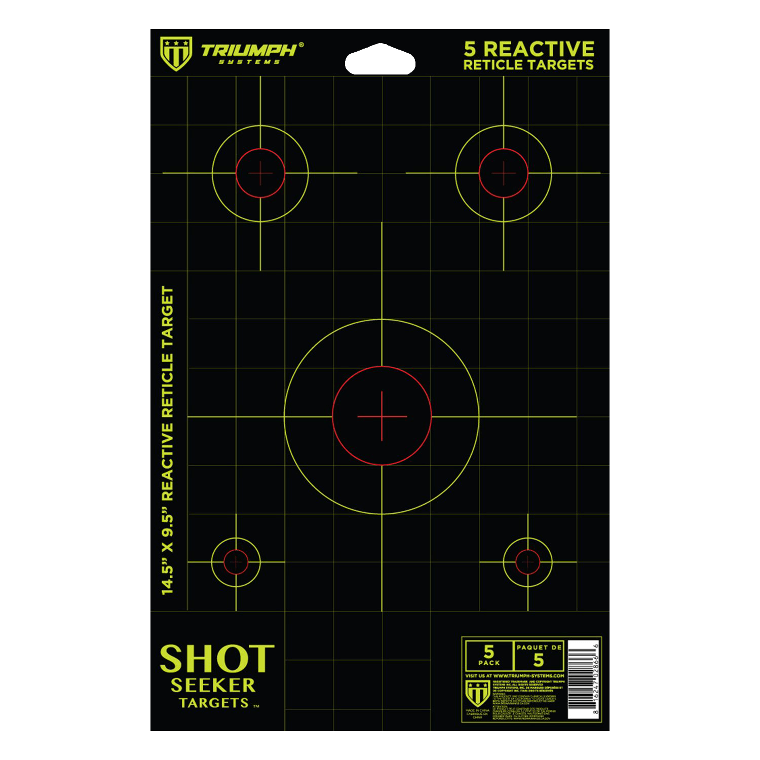 Shot Seeker with 5 Asst Size Reactive Retical Bullseyes - 5PK