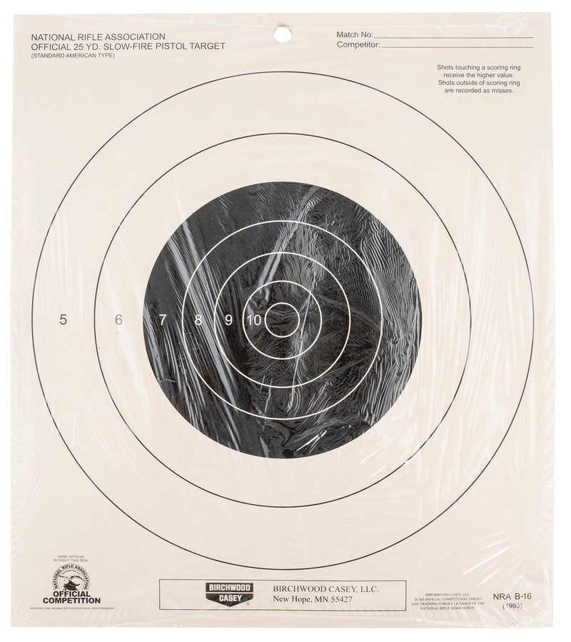 25yd Target Birchwood Casey NRA 25 YD. SlowFire Pistol Target Bullseye Hanging Pap ...