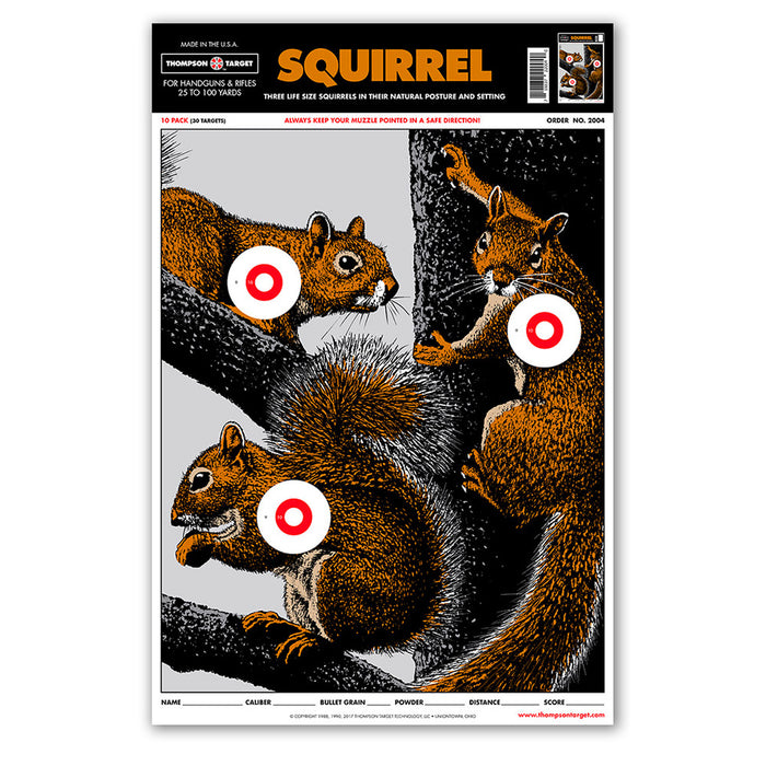 Life-Size Squirrel 12.5"x19" Paper Hunting Targets