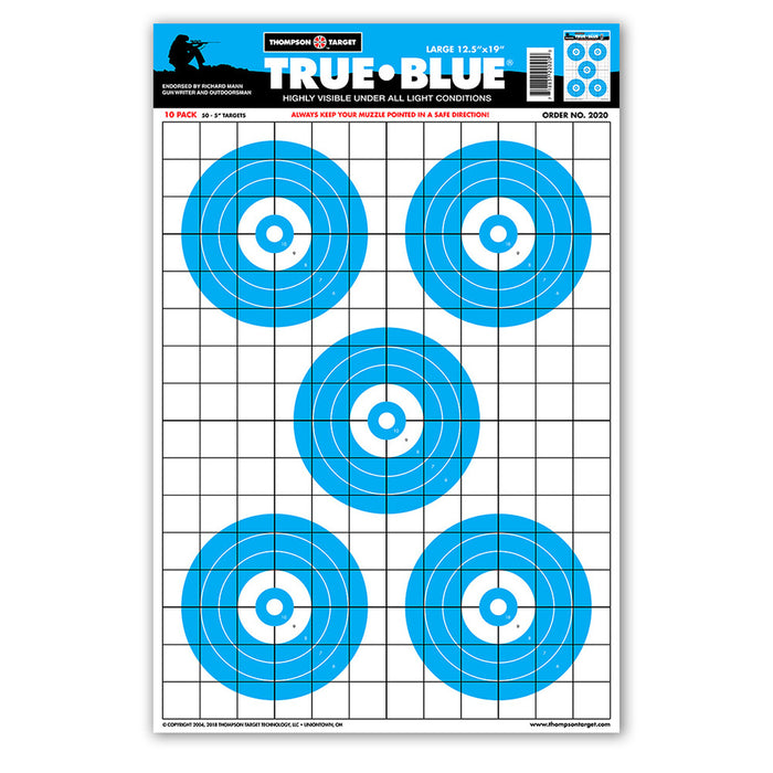 True Blue High Visibility 12.5"x19" Paper Shooting Targets