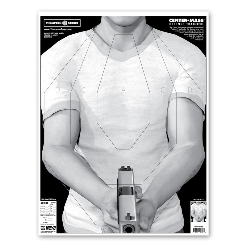 Center-Mass Life-Size Defense Training - 19"x25" Economy Paper Targets