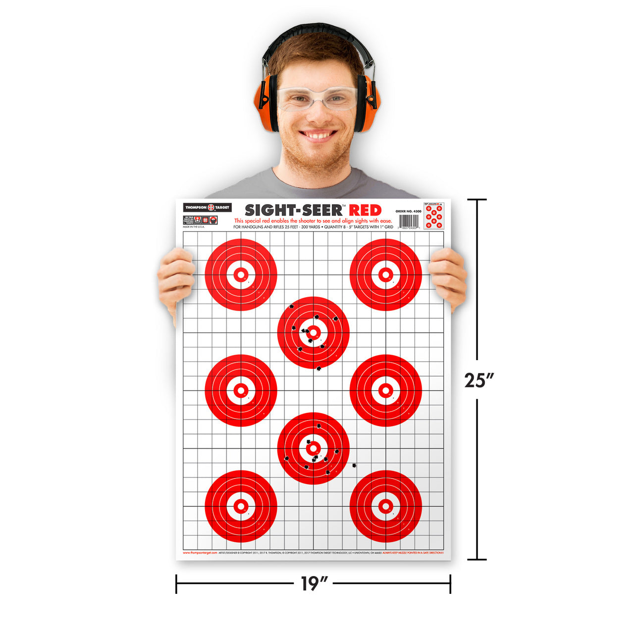 Sight Seer Red - Paper Bullseye Shooting Targets - 19"x25"