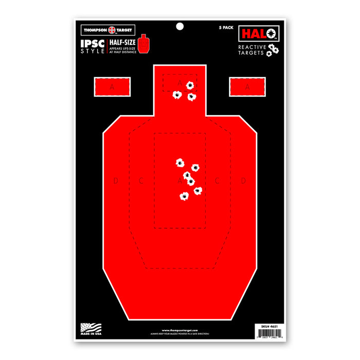 HALO IPSC Style Half-Size Reactive Shooting Targets - 12.5"x19"