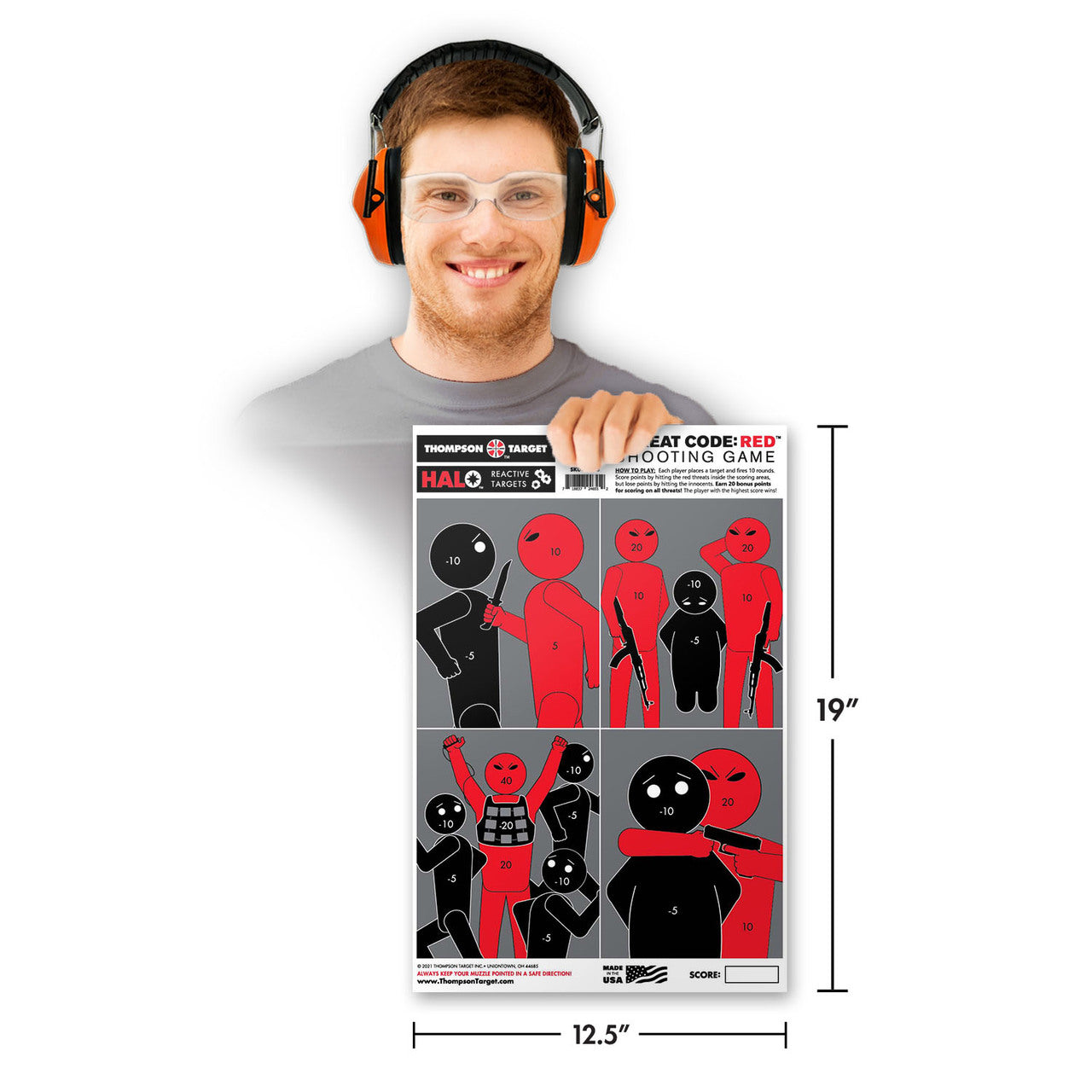 HALO Threat Code: RED - Reactive Shooting Game Targets - 12.5"x19"