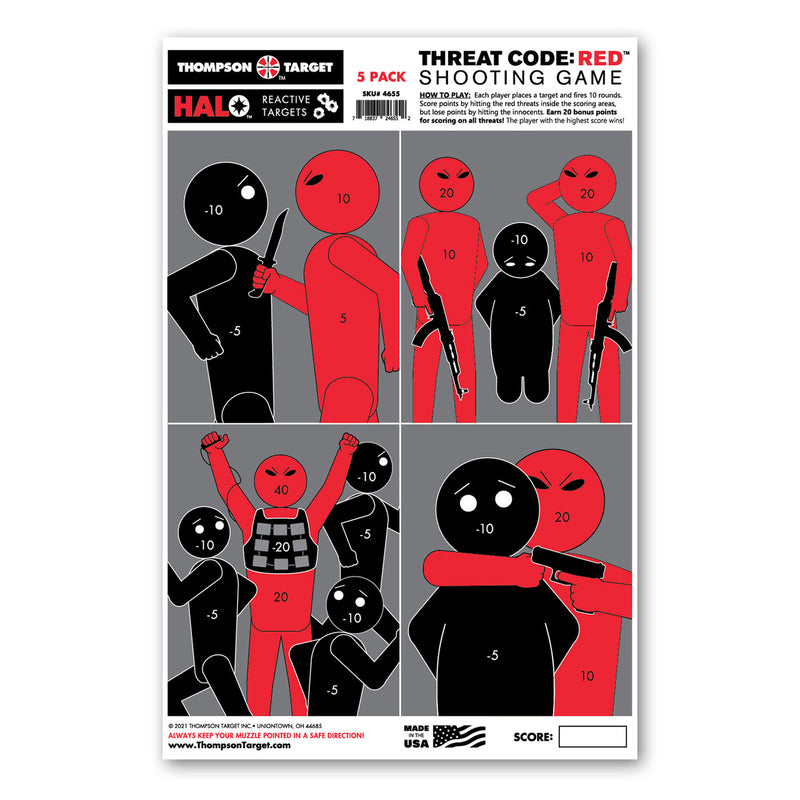 HALO Threat Code: RED - Reactive Shooting Game Targets - 12.5"x19"