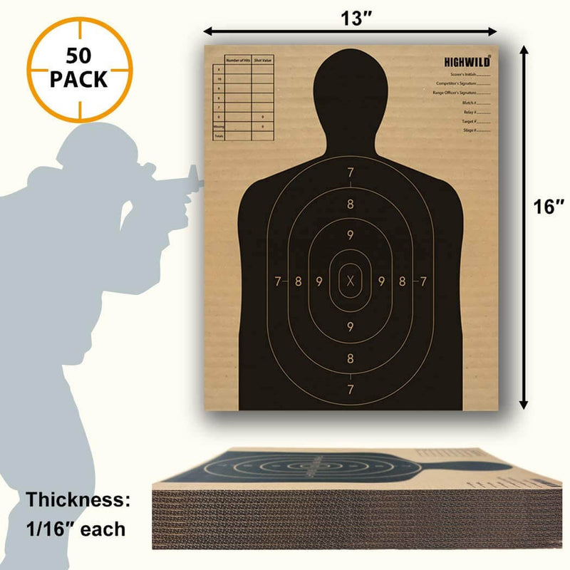 13" X 16" Cardboard Silhouette Targets (Pack of 50)