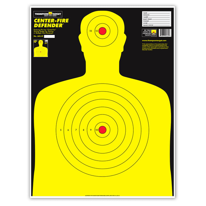 Center-Fire Life Size Silhouette Paper Shooting Targets - 19"x25"