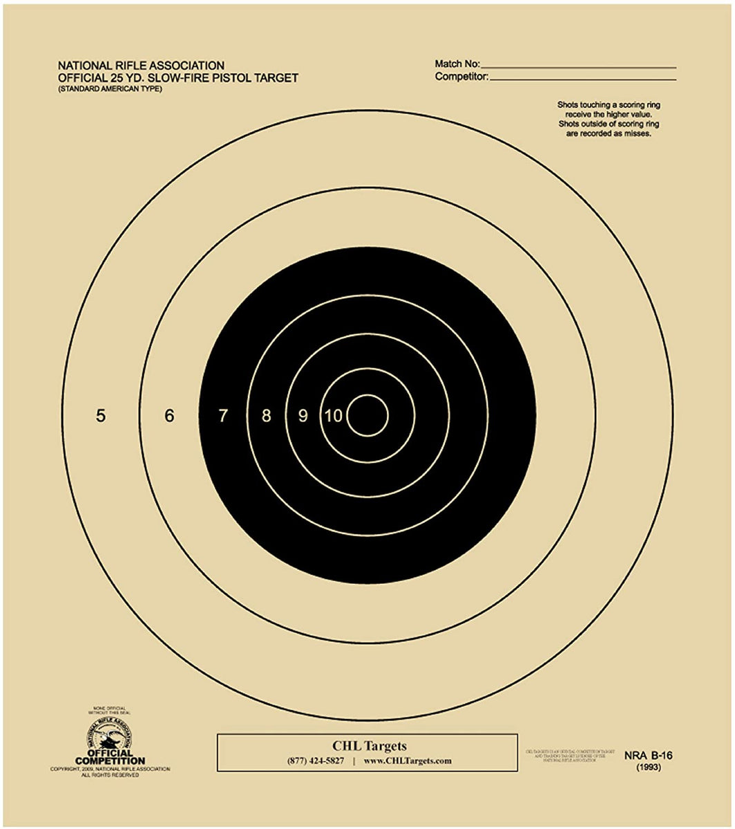 25 Yard Slow Fire Pistol Target – Targets Unlimited