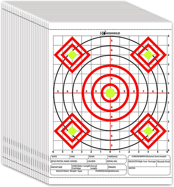 Clear Bullseye Targets Sheet for Shooting Practice