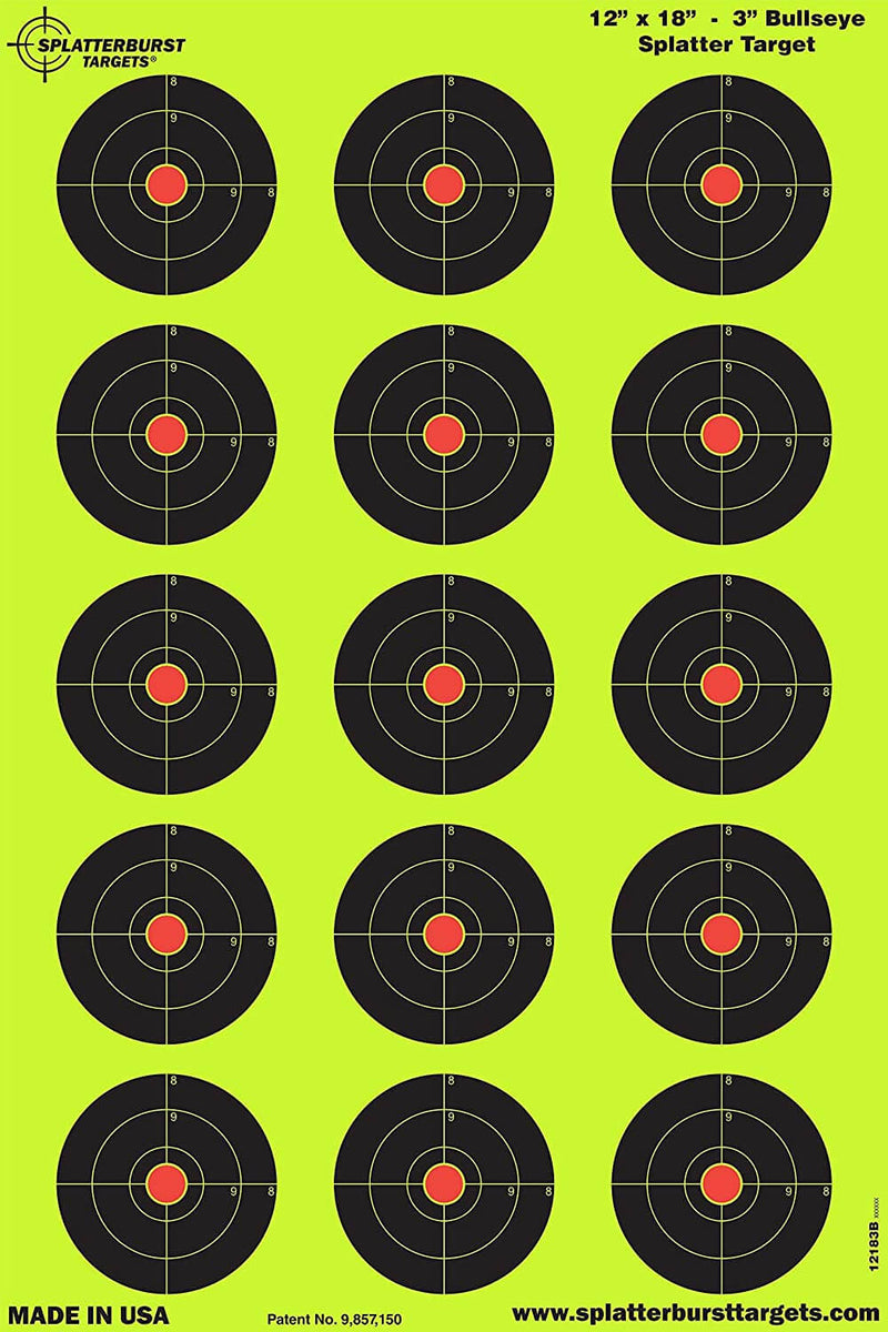 3 inch Adhesive Reactive Targets Shots Burst Bright Fluorescent Yellow Targets