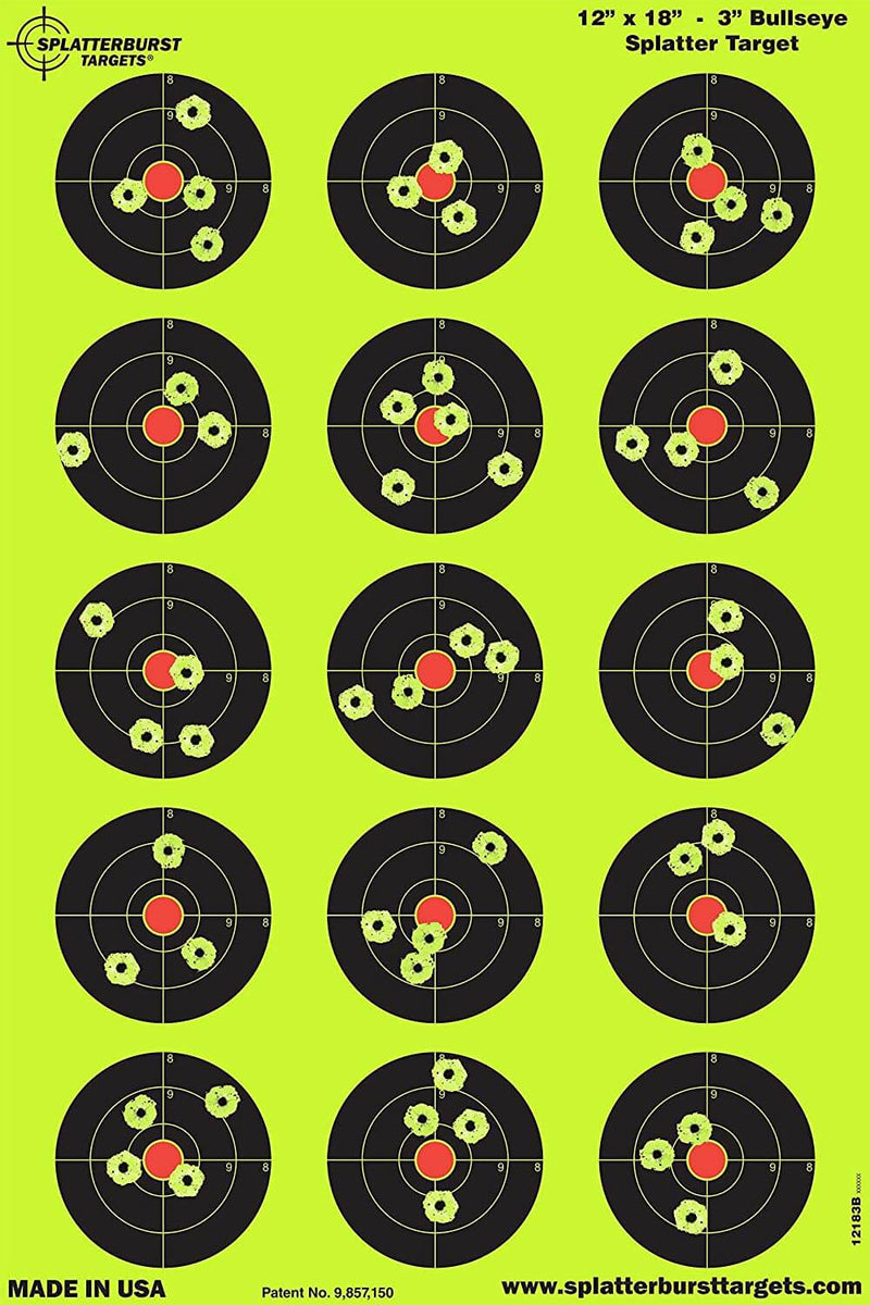 3 inch Adhesive Reactive Targets Shots Burst Bright Fluorescent Yellow Targets