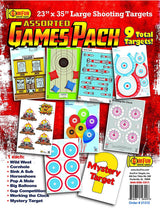 Assorted Games Pack cover: 23" x 35" shooting targets, 9 total, game designs pictured