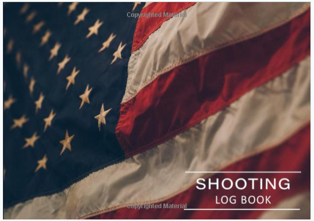 Shooting Log Book cover with an American flag background