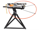 Do-All Outdoors Clay Hawk manual trap on its elevated base with a clay on the arm — image 1