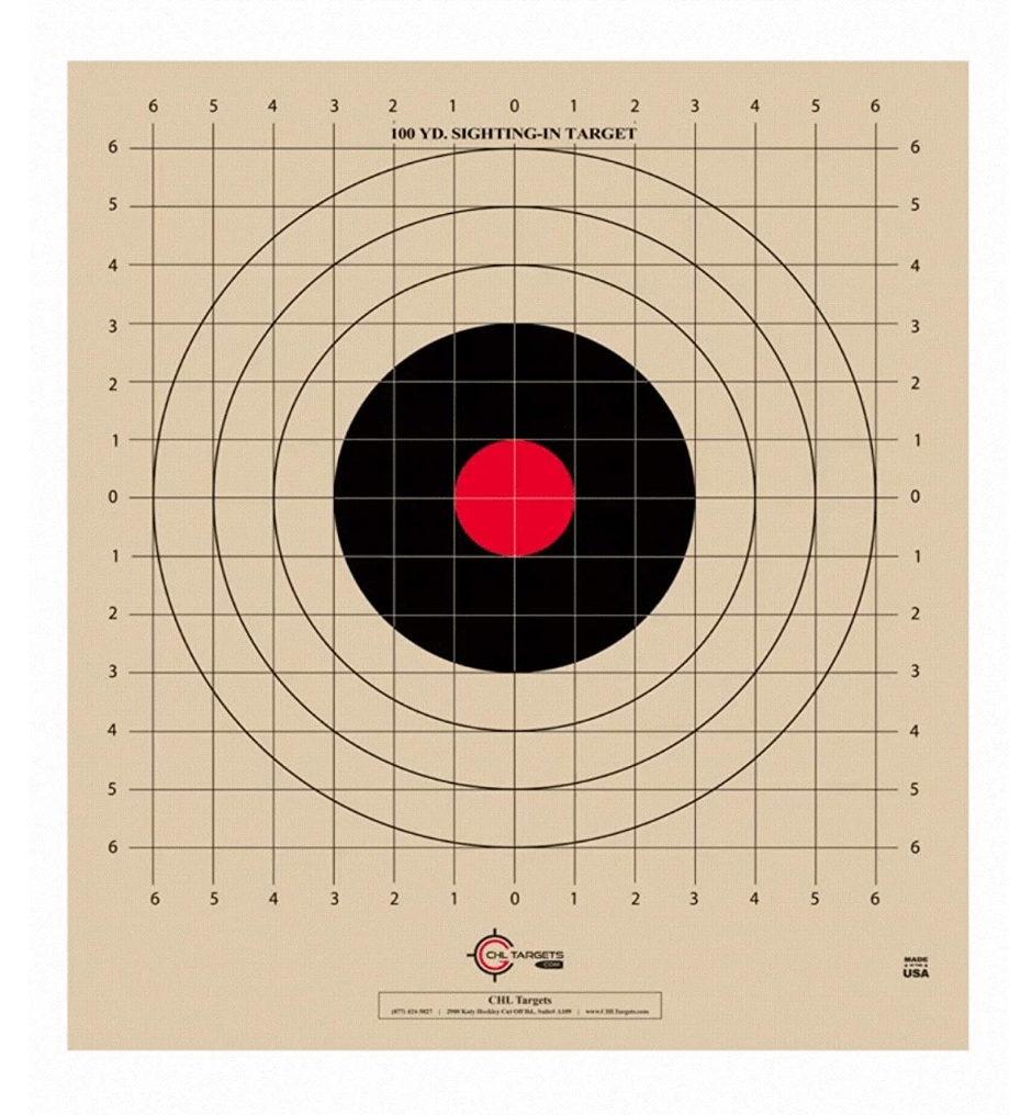 100 Yard, Rifle Sighting Target, 1 Inch Grid, Tag Board Paper