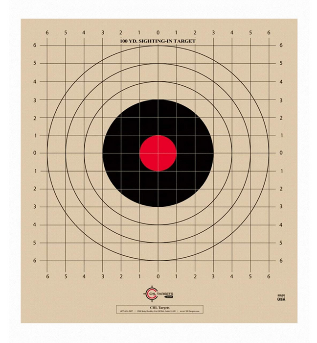 100 Yard, Rifle Sighting Target, 1 Inch Grid, Tag Board Paper