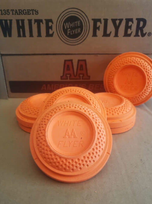 White Flyer Midi Orange Clay Targets